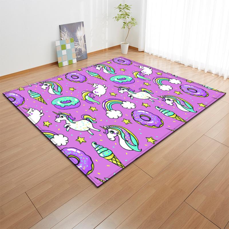 Cartoon Pink Rainbow Unicorn Carpet Soft Girl Room Rugs and Carpets for Home Living Room Cute Kids Bedroom Play Mat Home Decor