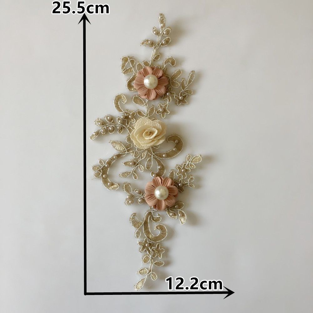 Golden Yellow I Water-Soluble Embroidery Three-Dimensional Lace Bead Sticky Flower Diy Sewing Decoration With Clothing Accessories Lace