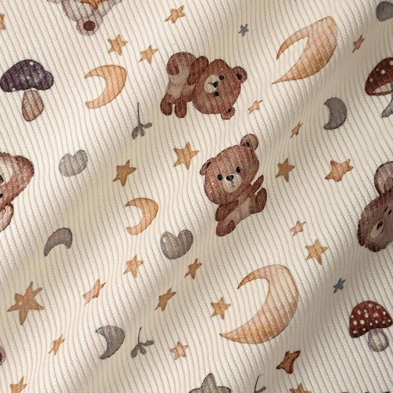 0.5m/1m/2m Cartoon Little Bear Corduroy Print Fabric for Sewing Children's Clothing,Dresses Pet Clothing DIY Decoration Fabrics