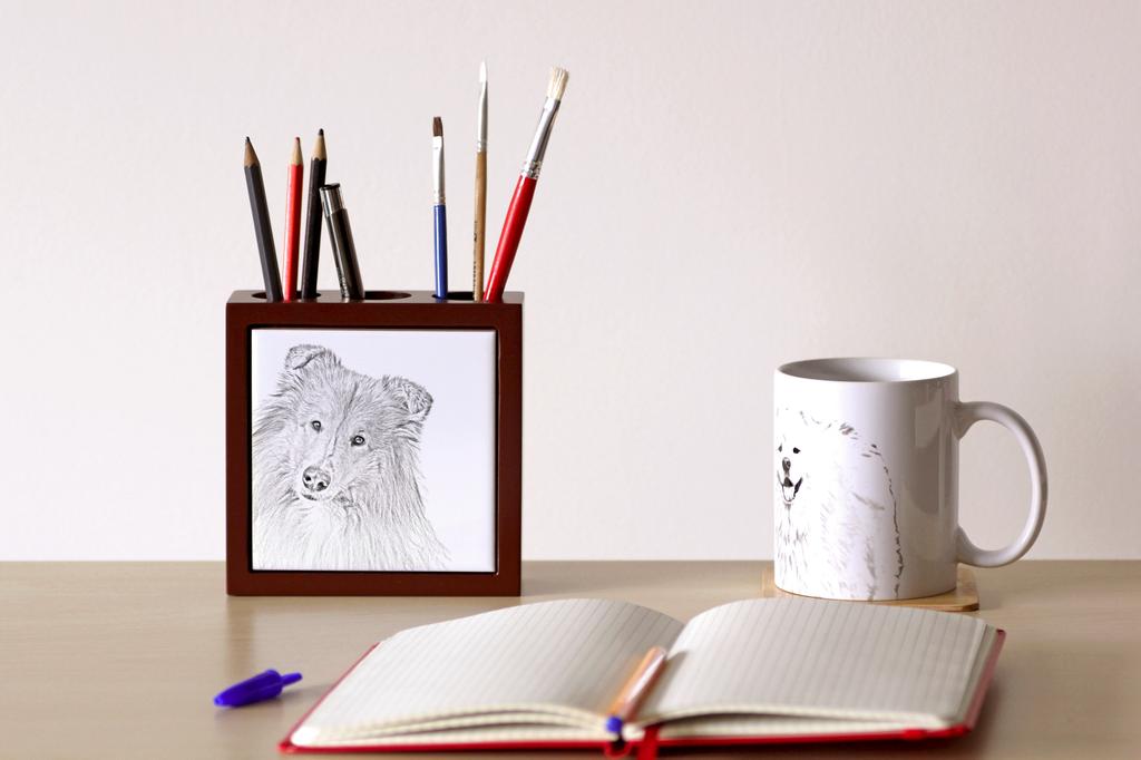 Collie Rough, Long-Haired Collie – Pen holder with a dog, desk organizer with a print | Art-Dog