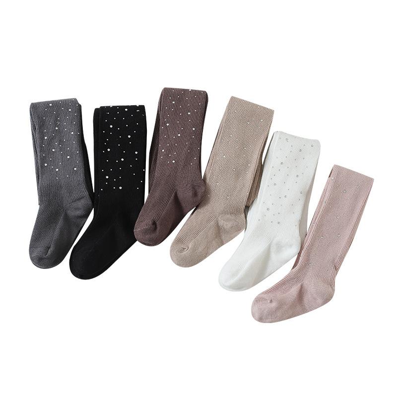 Spring and Autumn's New Sparkling Diamond Starry Sky Soft Cotton Pantyhose Thin Vertical High-elasticity Tight-fitting Pantyhose for Little Girls