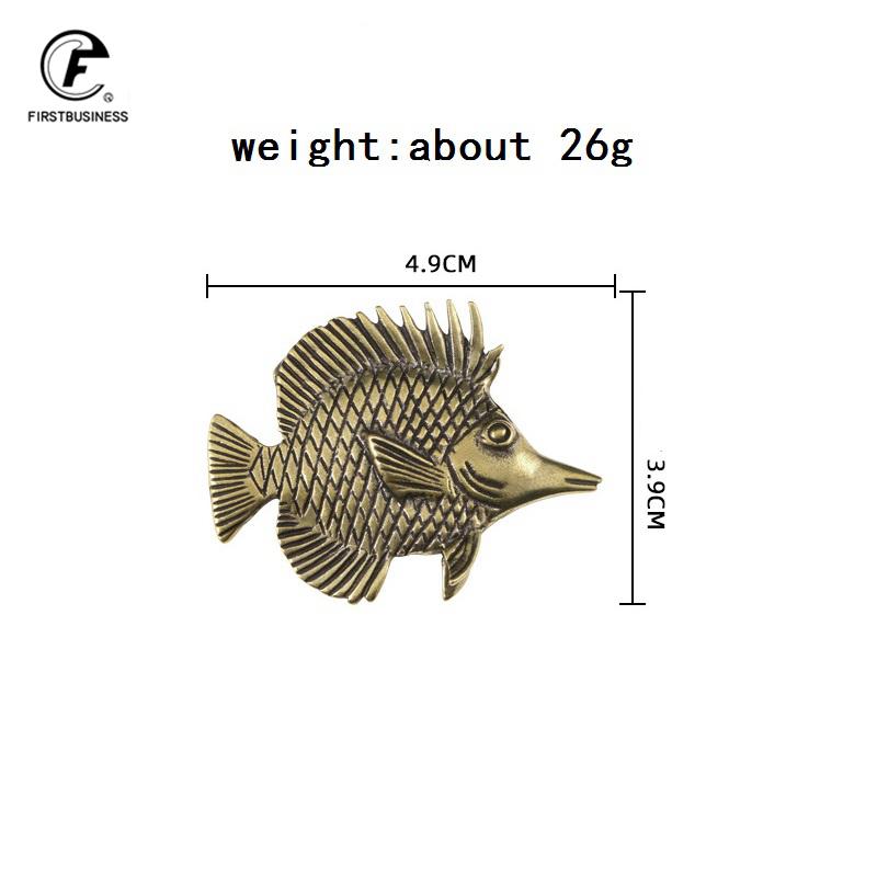 Antique Brass Pterophyllum Scalare Fish Watching Fishes Sea Animals Model Fishbowl Decoration Action Figures Education Miniature