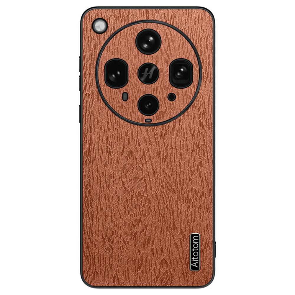 For Oppo Find X8 Ultra 5G Case Wood Texture PU Leather Coated PC TPU Phone Cover