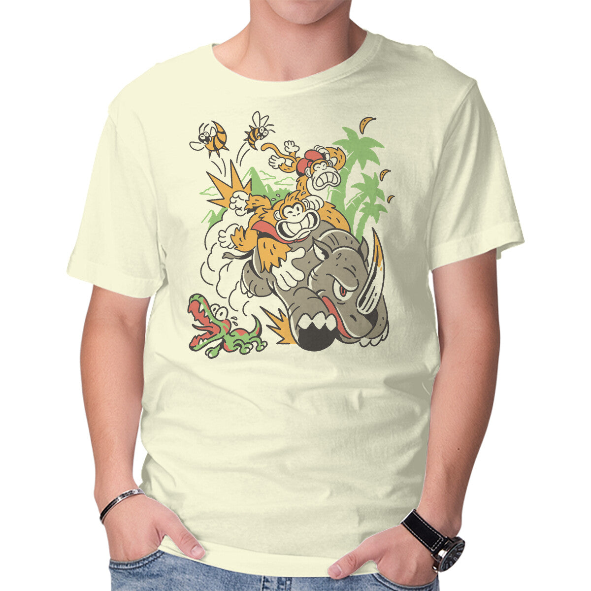 Unisex Crew Neck T-Shirt Jungle Rush Graphic Short Sleeve Casual Tee XS
