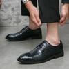Large Size Men's Business Dress Leather Shoes Fashion Crocodile Pattern Lace-up Leather Shoes British Style Gentleman Leather Shoes