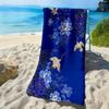 Swan-blue Floral Pattern Polyester Microfiber Beach Towel Is Highly Absorbent, Suitable for Swimming and Beach Outings