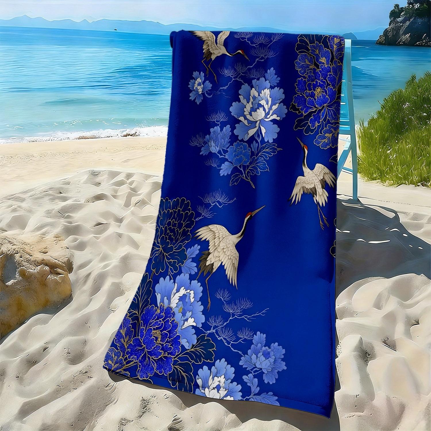 

Swan-blue floral pattern polyester microfiber beach towel is highly absorbent, suitable for swimming and beach outings W40*H60(CM)