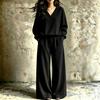 Women's Casual V-Neck Loose Fit Two-Piece Set, Fall Winter Loungewear