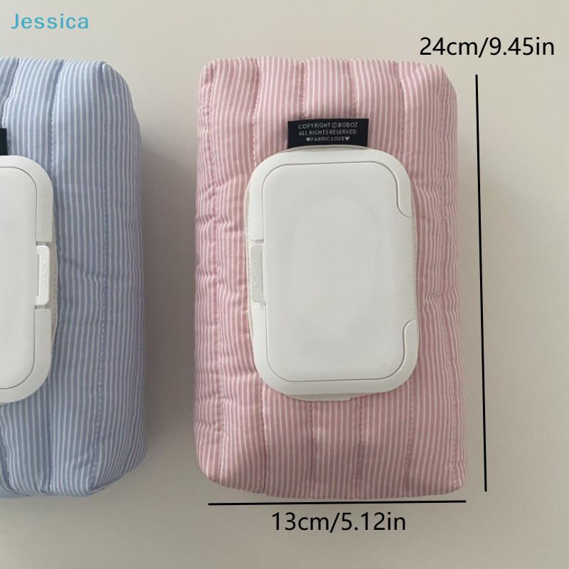 Striped Fabric Wet Wipe Covers | Reusable Tissue Pouch Holders for Home & Travel (Blue/Pink)