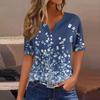 Women's T Shirt Tee Print Button Short Sleeve Daily Weekend Fashion Basic V- Neck Regular Top