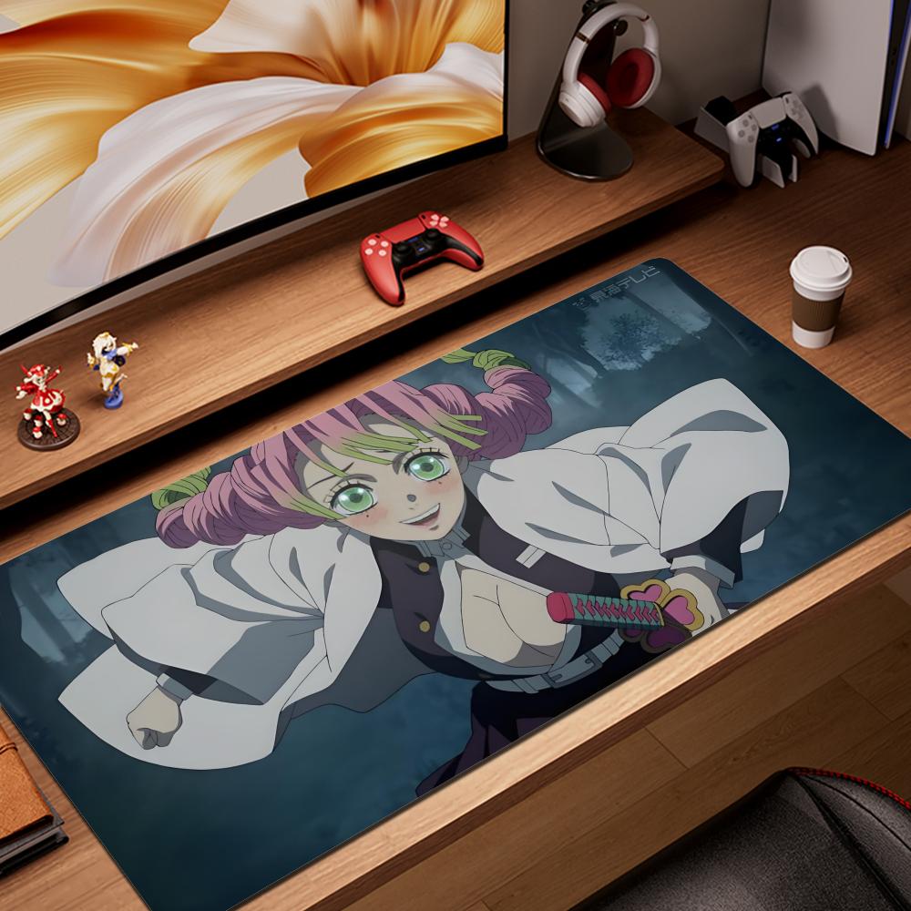 Demon Slayer Kimetsu Kanroji Mitsuri Mousepad Computer Office Game Table Mats XXL Rubber Antislip Gaming Keyboard Long Desk