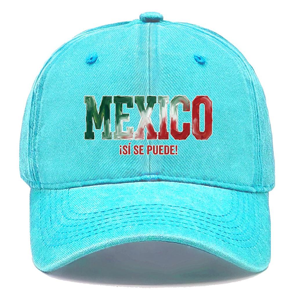 "MEXICO" "SI SE PUEDE" Flag Printed Snapback Baseball Cap , Adjustable Baseball Hat Lightweight Inelastic Fashion Unisex Dad Hat