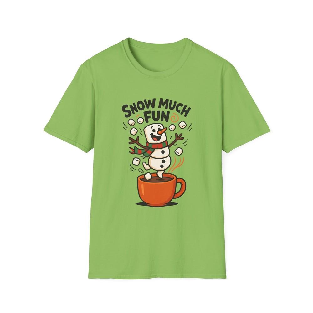 

Unisex Softstyle T-Shirt Marshmallow Snowman Cocoa Mug Funny Holiday Christmas 3XL