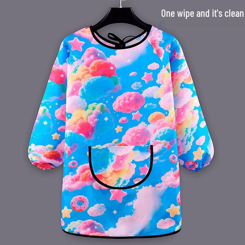 Children's Waterproof Art Smock and Bib for Painting and Eating, Kindergarten-Friendly
