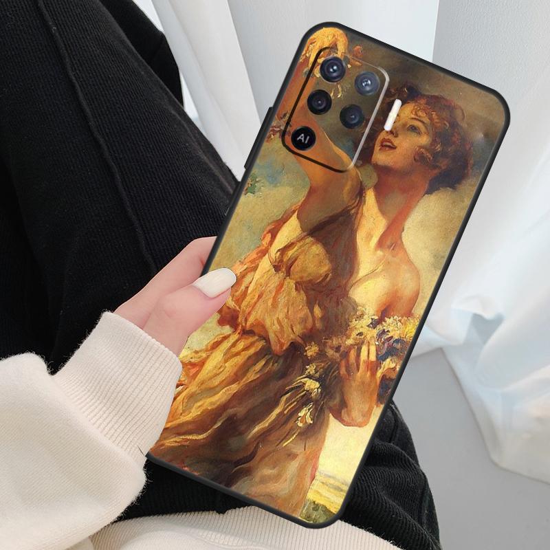 Renaissance Art Painting Case For Oppo A54 A74 A94 A18 A57 A17 A77 A38 A58 A78 A98 A80 A60 A40 A96 A76 A16 A15 A5 Pro