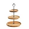 3-Tier Acacia Wood Afternoon Tea Stand with Compote and Dessert Plate for Cake Display, Perfect for Weddings, Birthdays, and Afternoon Tea Parties