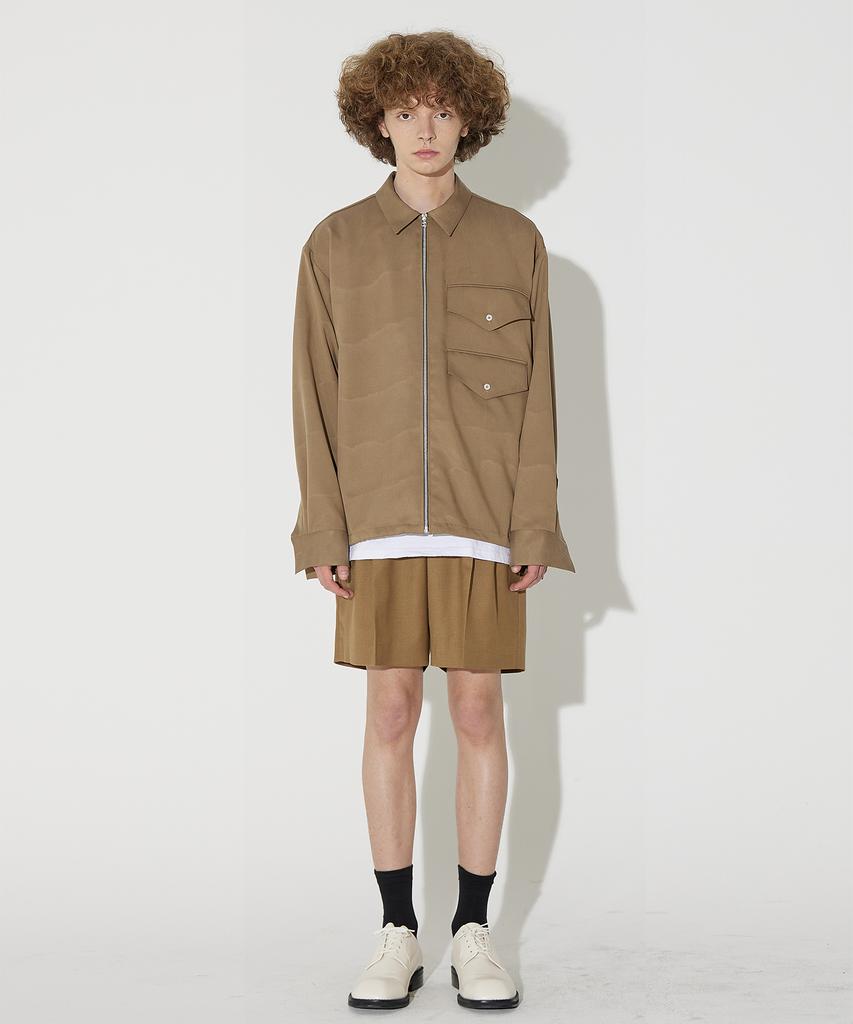 Millin Zipper-To-Pocket Shirt Jacket (Brown)