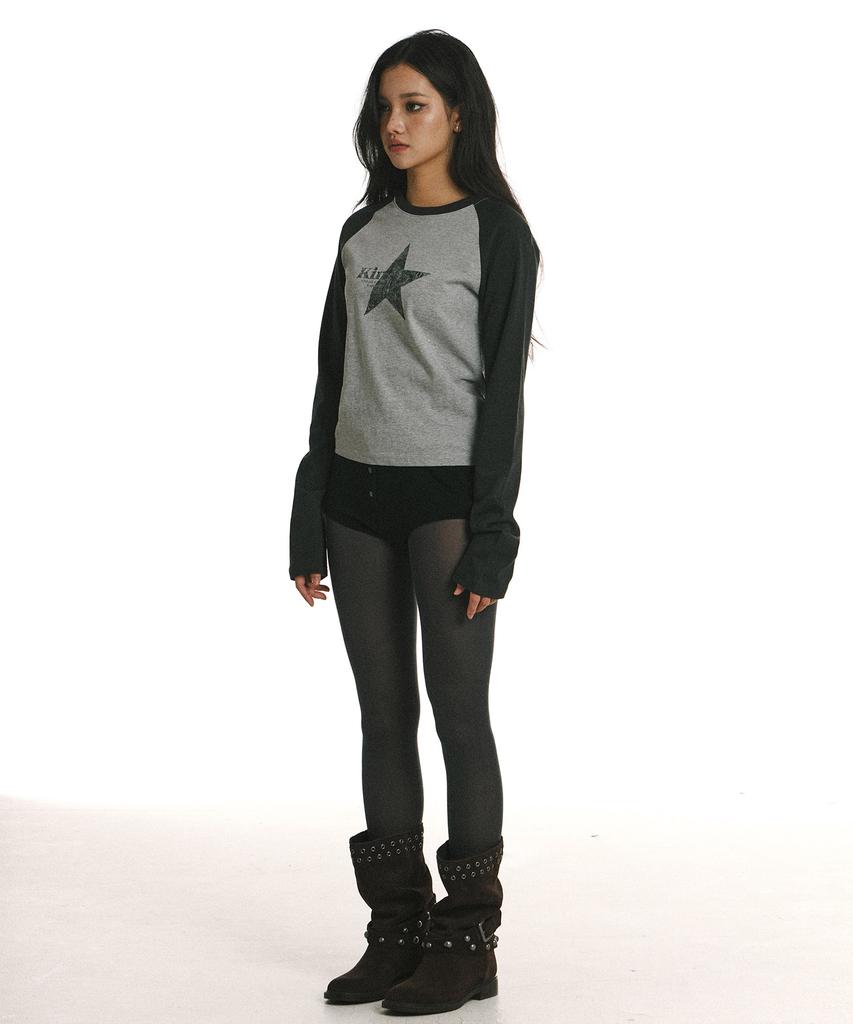 Kimseupeulesikoteunmakes Bam Star Raglan Ls Tee Charcoal(Grey)