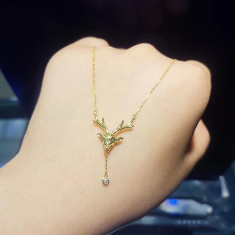 Deer Ear Swinging Pendant Necklace: Holiday Gift for Her