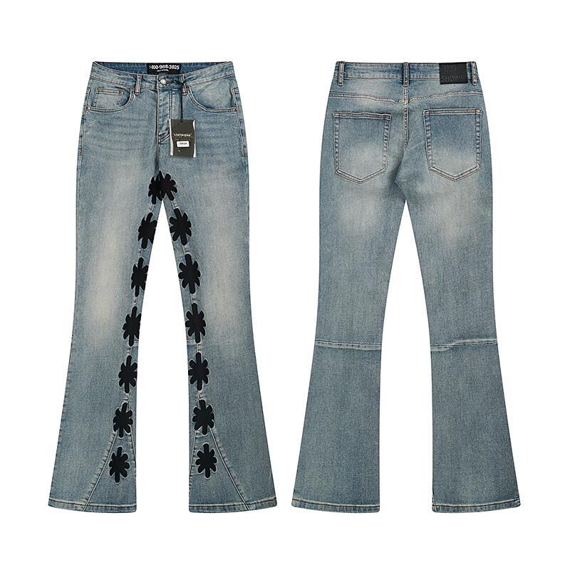 LOSTSHDWS Men's and Women's Spring and Autumn Flared Elastic Jeans Couple Jeans