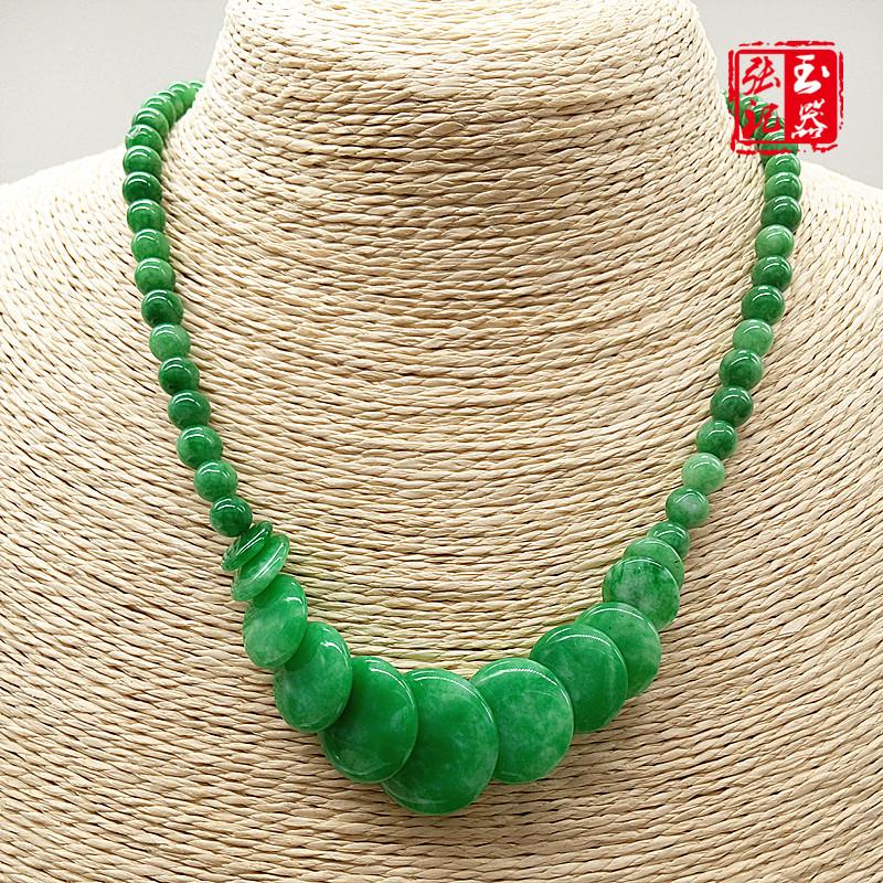 Women s Ethnic DIY Clavicle Necklace with Green Round Beads Other