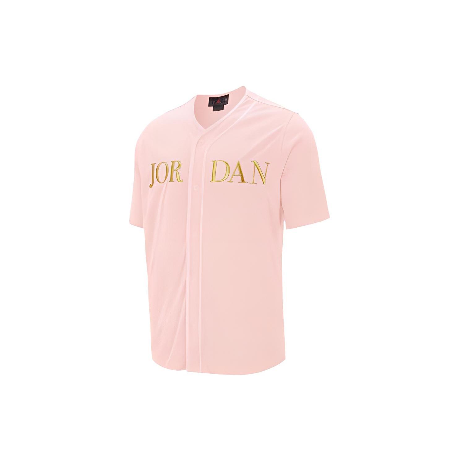 Air Jordan V neck Button Breathable Short Sleeve Pink Men s AT9823-623 XL