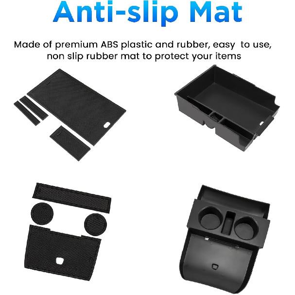 Carwiner 2PC Center Console Organizer Tray For -2025 Hyundai Palisade Accessories With Armrest Storage Tray For Palisade Accessories Interior Storage