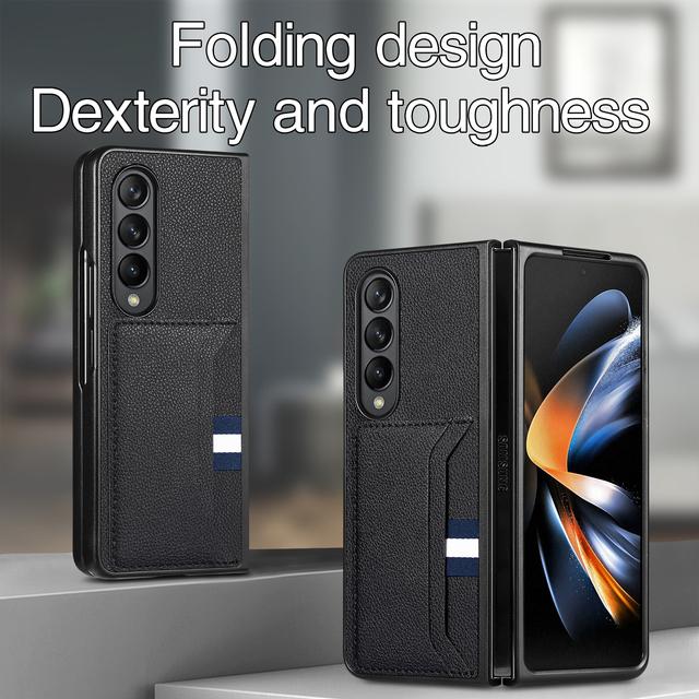 

Складной чехол с точным вырезом и защитой от падения для Samsung Galaxy Z Fold 4 Fold4 Fold3 Fold2 Fold 2 3 5g, сумка для телефона с гнездом для карты for Samsung Z Fold 4 чёрный