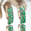 Green Round Zircon Simulated Jade Oval Stone Earrings For Women Vintage Gold Color Ear Buckle Wedding Jewelry Versatile Gifts