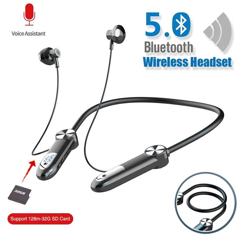 

Bluetooth 5.0 Наушники Беспроводные с микрофоном Магнитный шейный ремешок Водонепроницаемые спортивные наушники-вкладыши Поддержка TF-карты