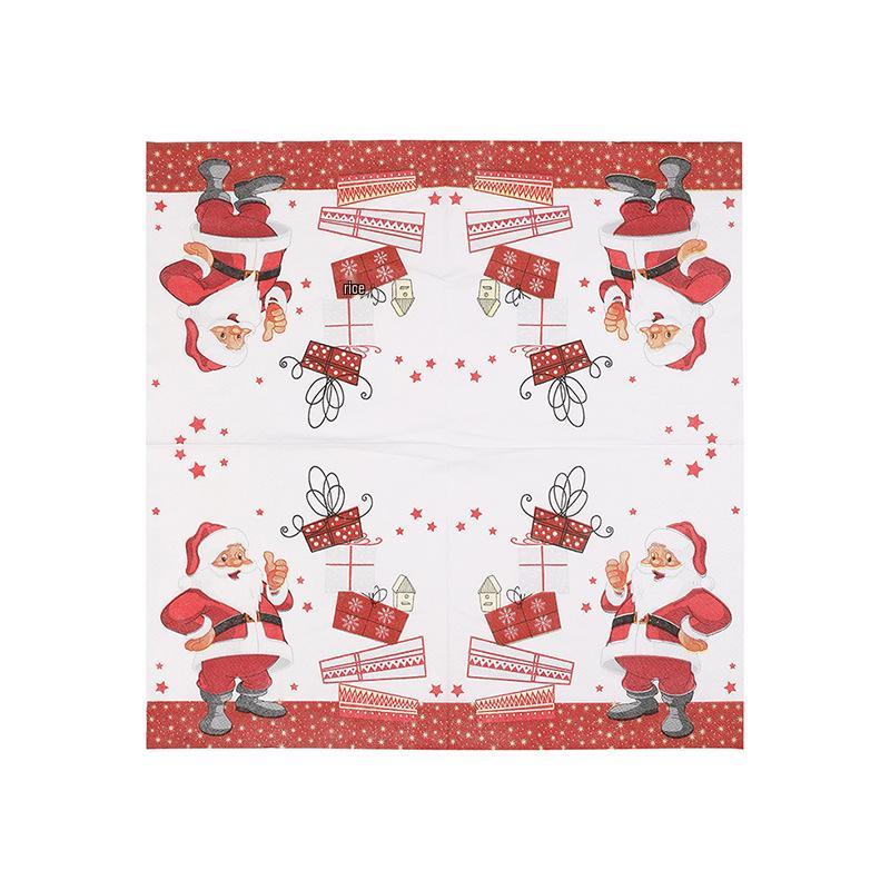 Santa Claus Printed Disposable Paper Napkins - Virgin Wood Pulp, Festive Table Decor