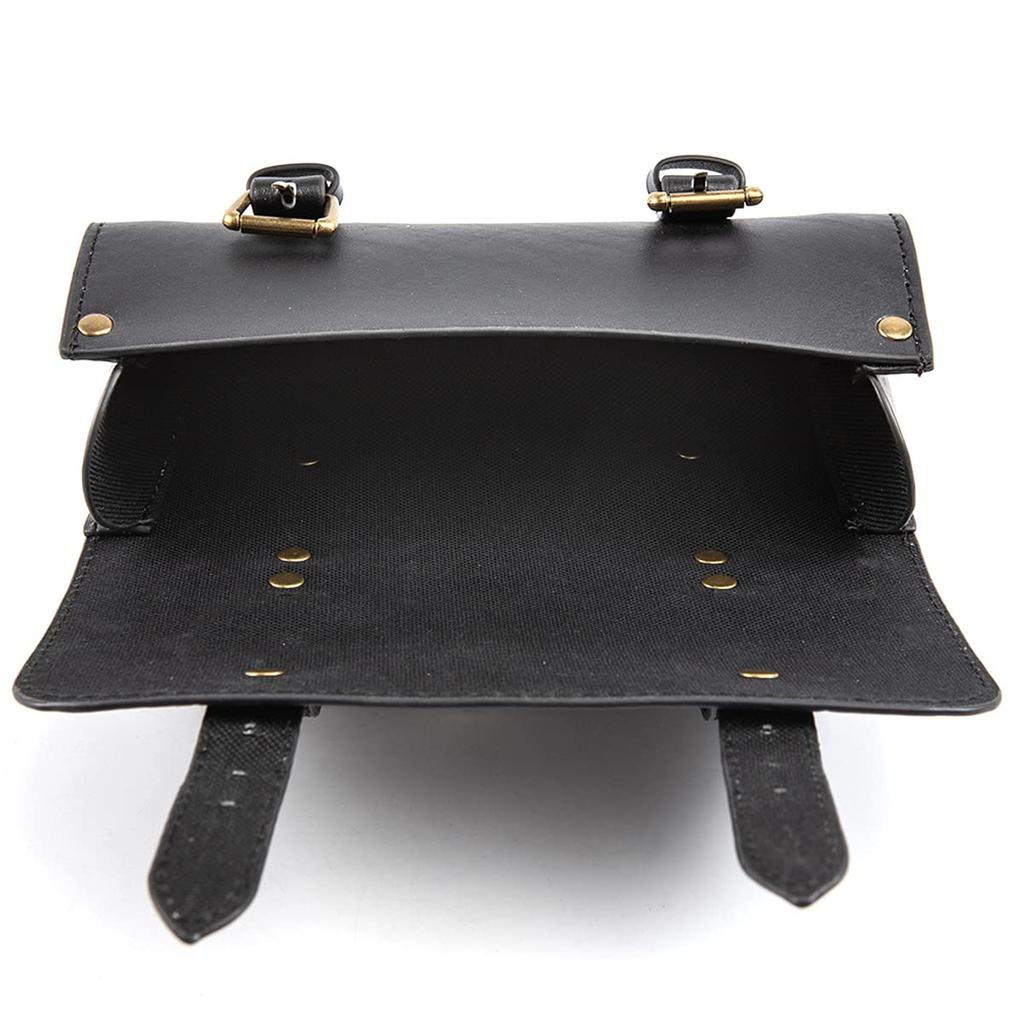 evomosa Motorcycle Saddlebag Mini Bike Fork Handlebar PU Leather Tool Storage Bag (Black)