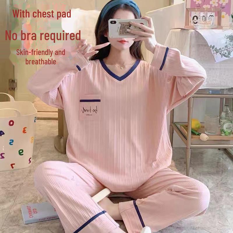 Women's Long-Sleeve Padded Pajamas, Cute Cartoon Style, Large-Size, Spring & Autumn Homewear, 2024 New Collection.
