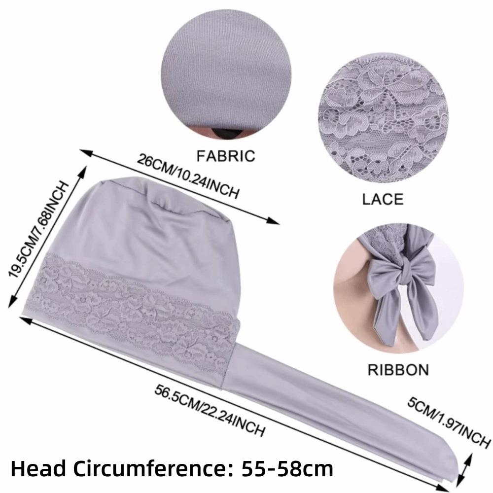Long Tail Headscarf Hat Solid Color Hijab Caps Fashion Chemo Hat for Women