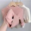 Girls' Fleece-Lined Thick Soft Base Layer Sweater - Half-High Collar for Autumn/Winter