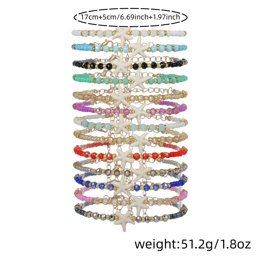 Bohemian Starfish Beaded Bracelet New Beach Vacation Windshield Rice Beads Simple Adjustable Jewelry Set