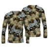 Spring and Autumn Round Neck 3D Camouflage Printed Top Fashionable Casual Vintage Long Sleeved Men's T-shirts