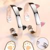 2Pcs Cute Cat Rings for Women Girls Adjustable Cat Ears Paw Animal Finger Ring Couple Cartoon Little Cat Kitten  Gift Jewelry
