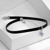 Sieviešu kaklarota Kaklarota Rhinestone Kulons Decor Pinums Mākslīgās ādas siksna ar regulējamu garumu omāru klipsis Izsmalcināta nerūsējošā kakla rotājuma kaklarota