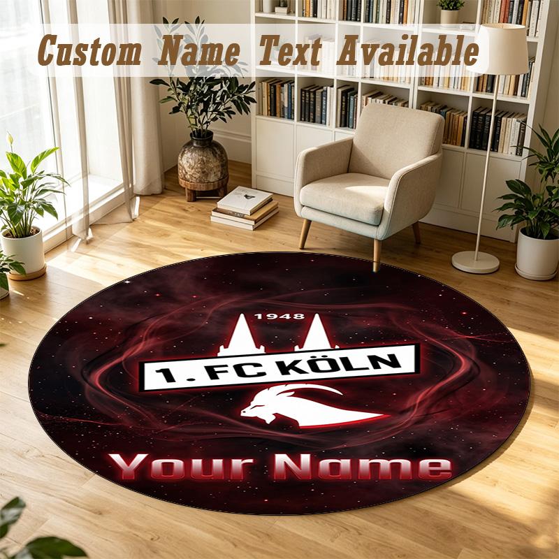 Round Rug Custom NameFC Köln Pattern Non Slip Carpet Home Floor Decor