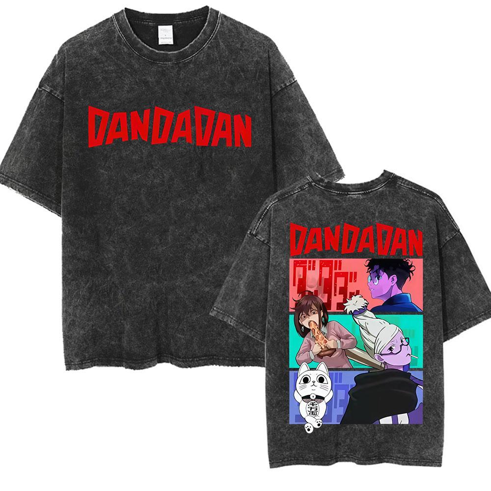 Anime Dandadan Ken Takakura Okarun Tshirt Men Women Fashion Vintage Washed Short Sleeve T Shirts Cotton Oversized Tshirts