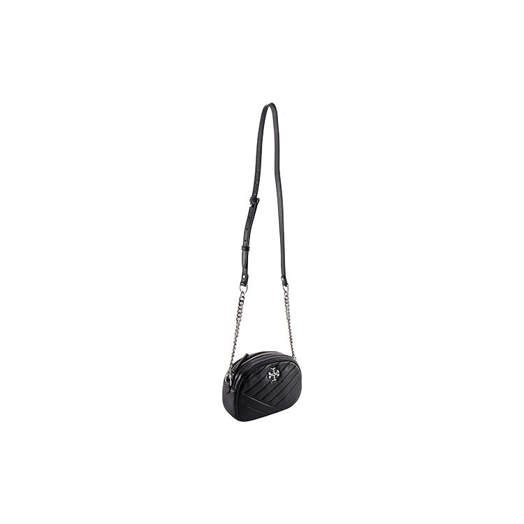 Tory Burch Kira Silver Buckle Quilted Leather Camera Bag Crossbody Shoulder Bag Women bags Black 90450-002