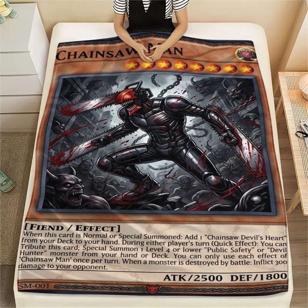 1 Stück Chainsaw Man Gemustert Flanelldecke Geeignet für Alle Jahreszeiten Für Heimdekoration Wärme Und Komfort Geschenke Feiertagsgeschenk