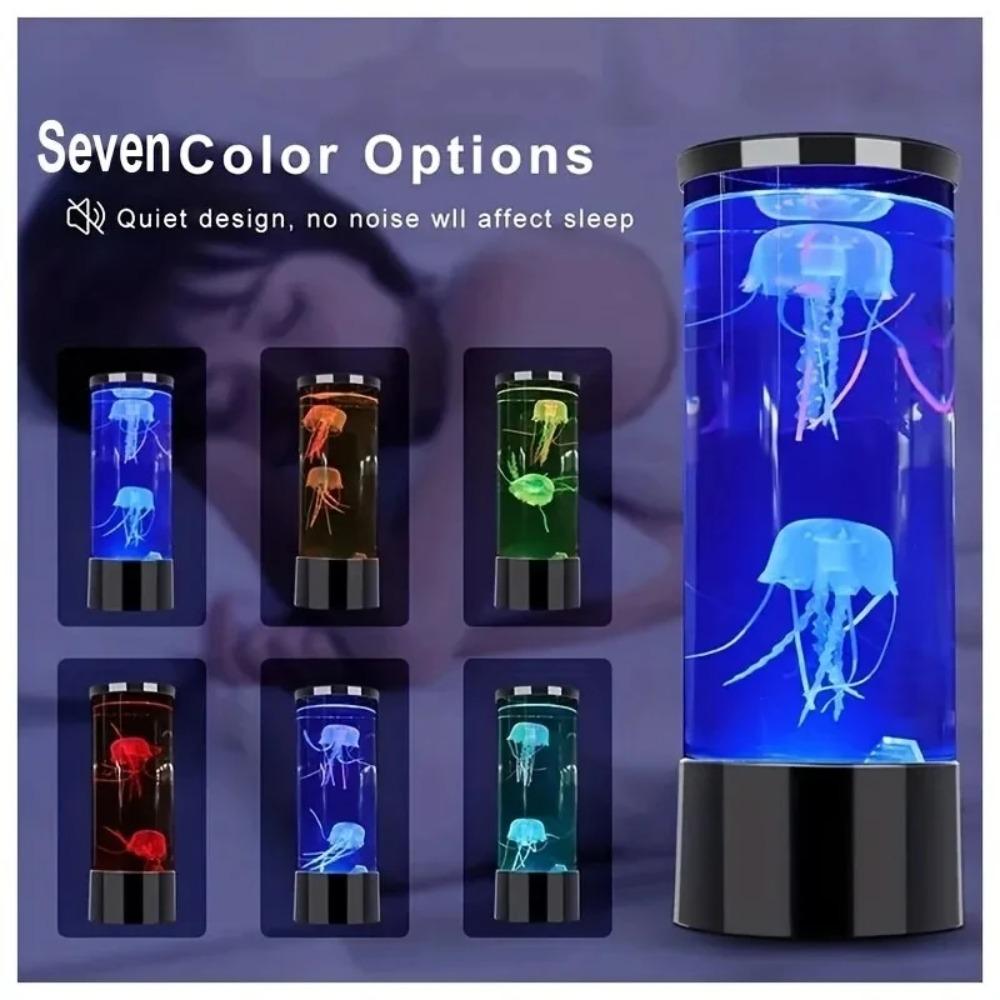 Simulated Jellyfish Cylindrical Quiet Light Home Bedroom Decoration Led Colorful Aquarium Night Lamp Birthday Gift