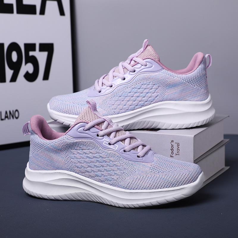 2025 Women's Sports Shoes Summer Knit Breathable Lightweight Sneakers For Women Casual Lace-up Women Running Shoes