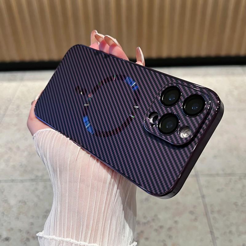 Carbon Fiber Magnetic Charging Phone Case IPhone 16 Pro Max Shockproof Protective Cover