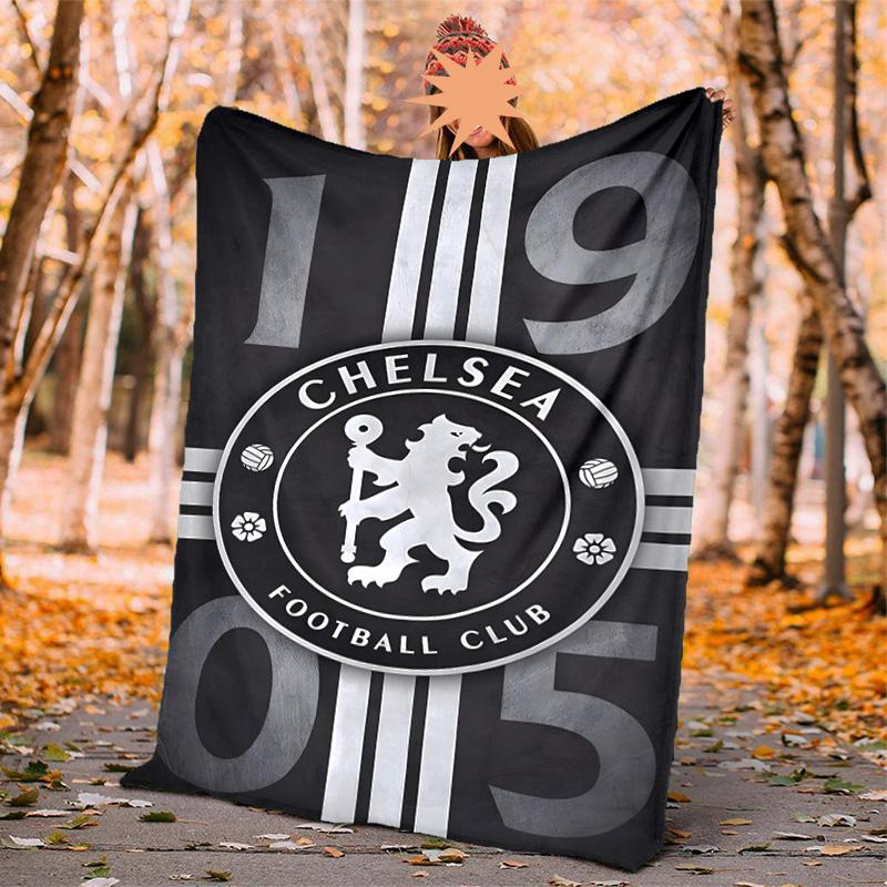 Chelsea Fc Flannel Blanket Soft Warm All-Season Throw, Design for Camping, Car Travel, Hiking Sofa, Bed, Office Perfect Gift for Parties