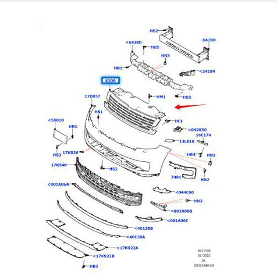 LR173773 Front Grille for 2022-2023 Land Rover Range Rover Autobiography