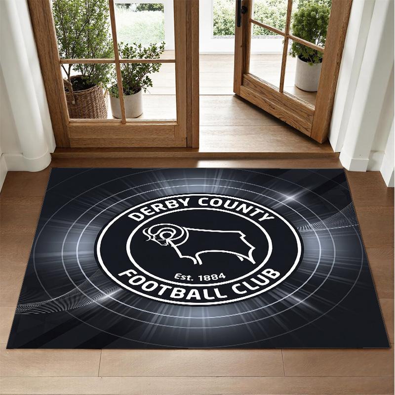 Derby County Design Crystal Velvet Rug Soft Decorative Mat for Bedroom Entrance