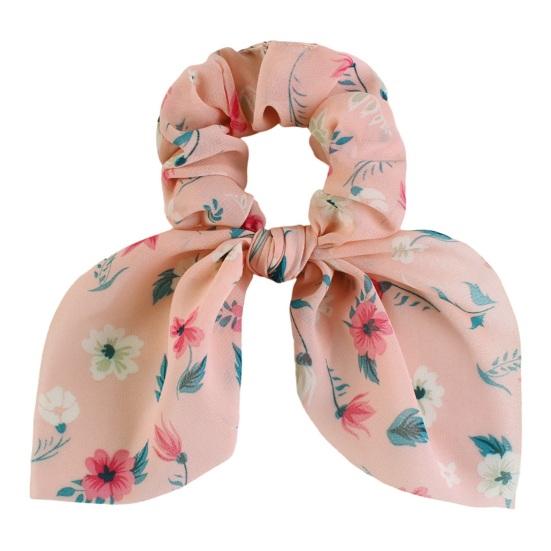 

Hair Band Floral Print Bunny Ears Shape Elastic Hair Tie No Irritating Scalp Hair Rope Versatile Hair Accessory розовый